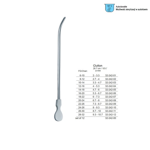 [GG.749.060] Bougie-Sound urethral Clutton 6/10FG, 265mm