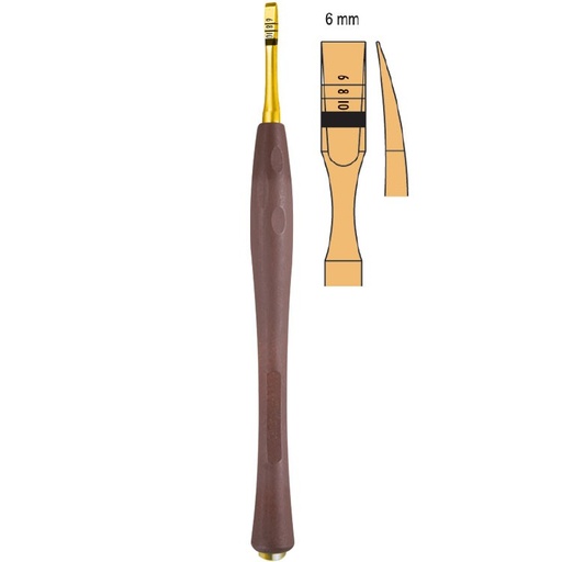 [DS.814.060] Century-Line Osteotome with marking curved 6mm (Orange)
