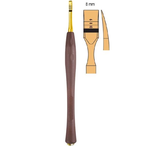 [DS.814.080] Century-Line Osteotome with marking curved 8mm (Pink)