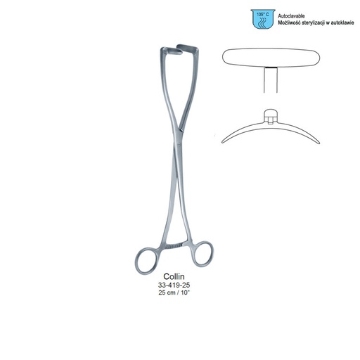 [GN.950.265] Forceps uterine elevating Collin moveable straight 265mm