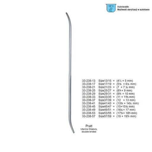 [GO.066.015] Dilator uterine DE Pratt 13/15FG, 290mm