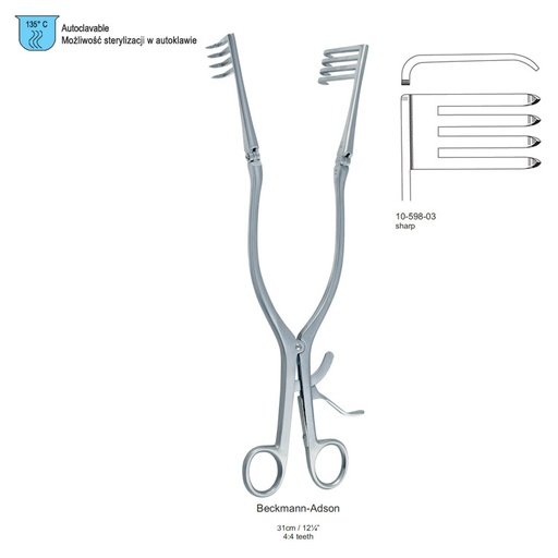 [NR.683.040] Retractor SR Beckmann-Adson hindged sharp 45x25 310mm