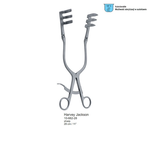 [NR.692.030] Retractor SR Harvey-Jackson hinged sharp 3x3th 280mm