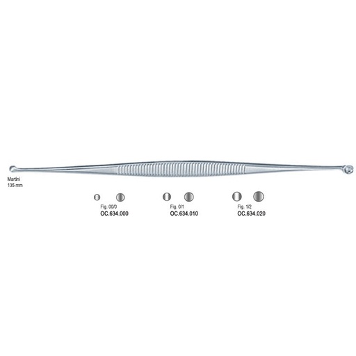 [OC.634.000] Bone curette Martini Fig.00/0, 135mm
