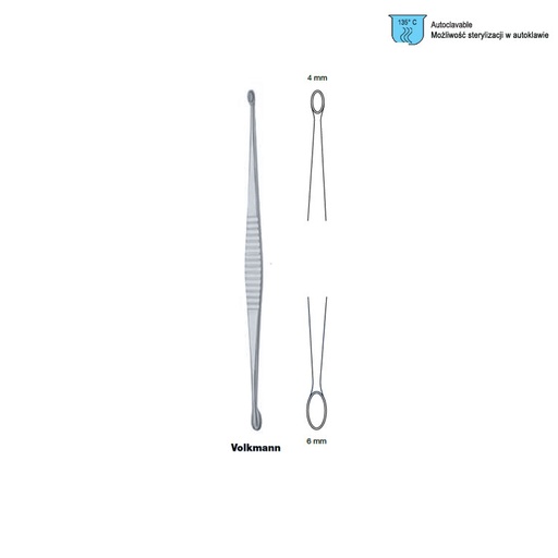 [OC.666.020] Curette bone DE Volkmann oval medium, 220mm