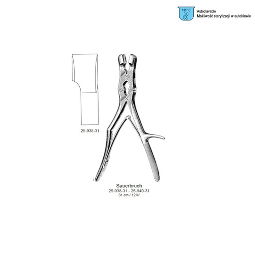 [OR.889.310] Rongeur bone Sauerbruch x-action Square straight 20x310mm