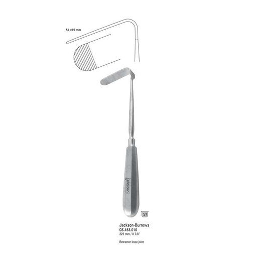 [OS.453.010] Retractor knee Jackson-Burrows angled 51x19x225mm