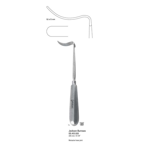 [OS.453.020] Retractor knee Jackson-Burrows curved 52x13x225mm