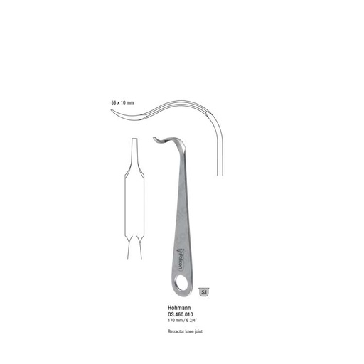 [OS.460.010] Retractor knee Hohmann 56x10x170mm