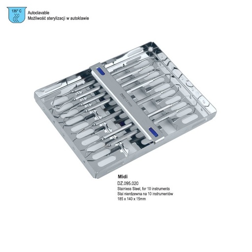 [DZ.095.020] PETITE Cassette tray stainless steel for 10 instruments