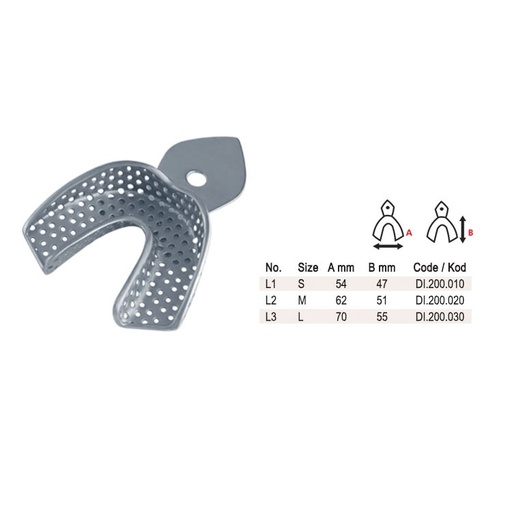 [DI.200.010] Impression tray children pattern perforated lower fig. 1, size S
