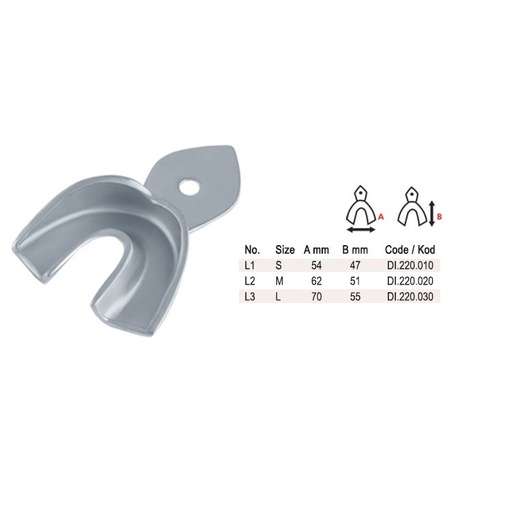 [DI.220.010] Impression tray children pattern solid lower fig. 1, size S