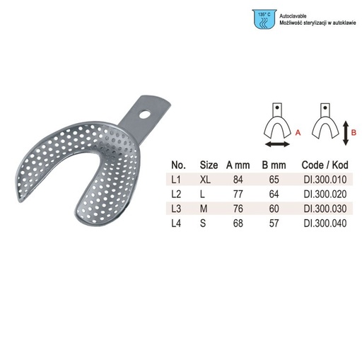 [DI.300.040] Impression tray edentulous perforated lower fig.4, size S
