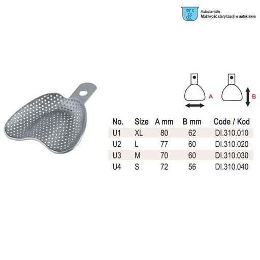 [DI.310.040] Impression tray edentulous perforated upper fig. 4, size S