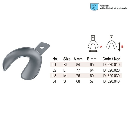 [DI.320.040] Impression tray edentulous solid lower fig.4, size S