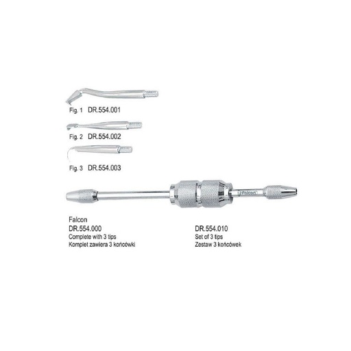 [DR.554.000] Falcon manual crown remover double ended, complete set