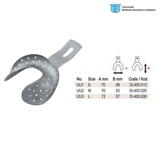 [DI.400.020] Impression tray edentulous Ehricke pattern perforated lower fig. UU 2