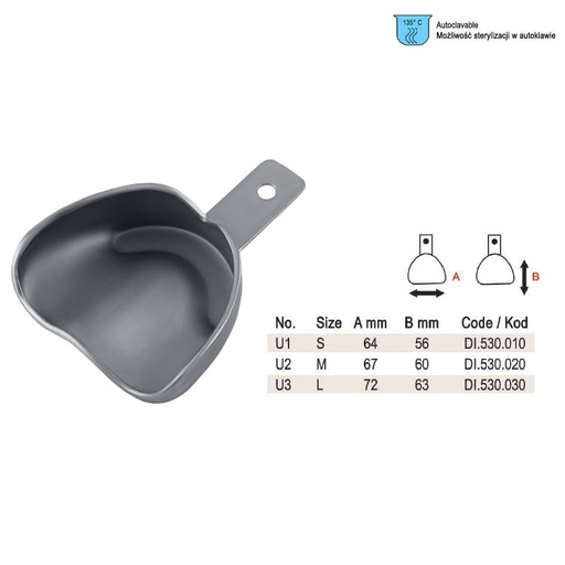 [DI.530.010] Impression tray anterior depressed solid upper fig. 1, size S