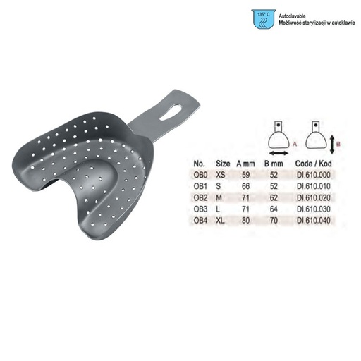 [DI.610.000] Impression tray regular Ehricke pattern perforated upper fig. OB 0