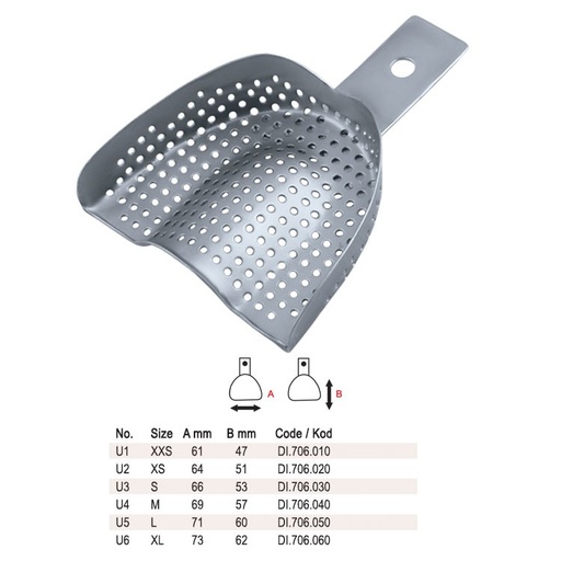 [DI.705.010] Impression tray regular perforated without rim upper fig. 1, size XXS
