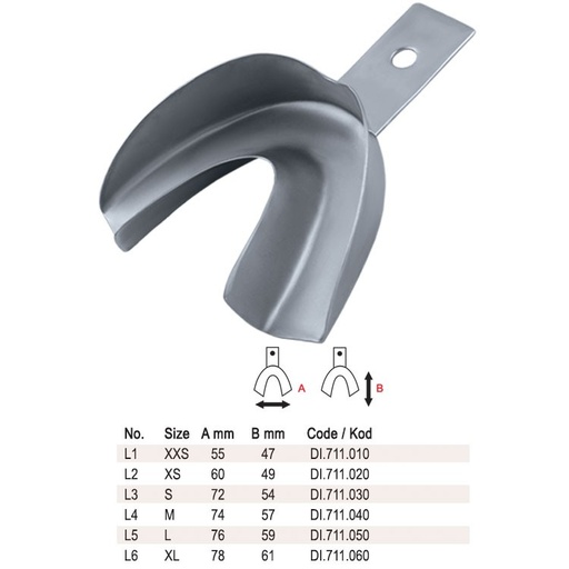 [DI.710.010] Impression tray regular solid without rim lower fig. 1, size XXS