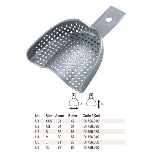 [DI.755.010] Impression tray regular perforated upper fig. 1, size XXS