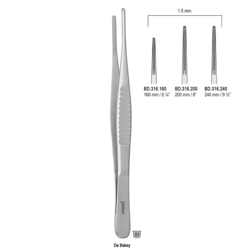 [BD.316.240] Forceps tissue DeBakey atraumatic 1.5mm/240mm