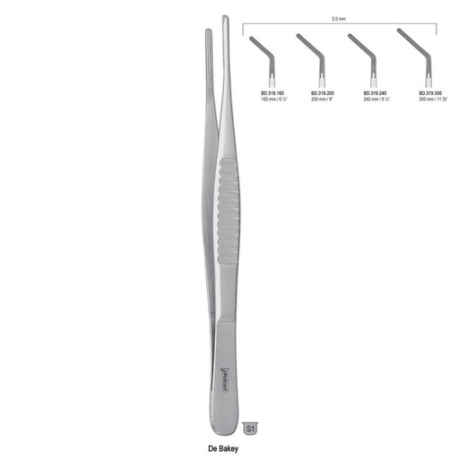 [BD.319.200] Forceps tissue DeBakey atraumatic angled 2.0mm/200mm