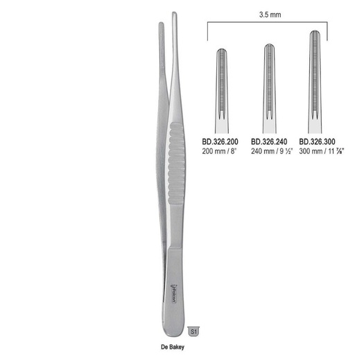 [BD.326.300] Forceps tissue DeBakey atraumatic 3.5mm/300mm
