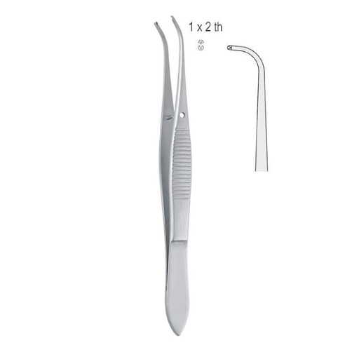 [BD.602.100] Forceps tissue Iris 1x2th deep curved 100mm