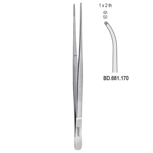 [BD.681.170] Forceps tissue Taylor 1x2th curved 170mm