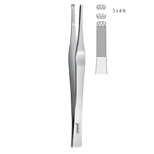[BD.804.140] Forceps tissue Lane 3x4th 140mm