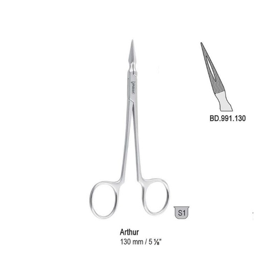[BD.991.130] Forceps splinter Arthur curved 130mm