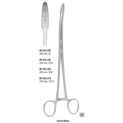 [BF.046.225] Forceps dressing Gross-Maier with ratchet straight 225mm 