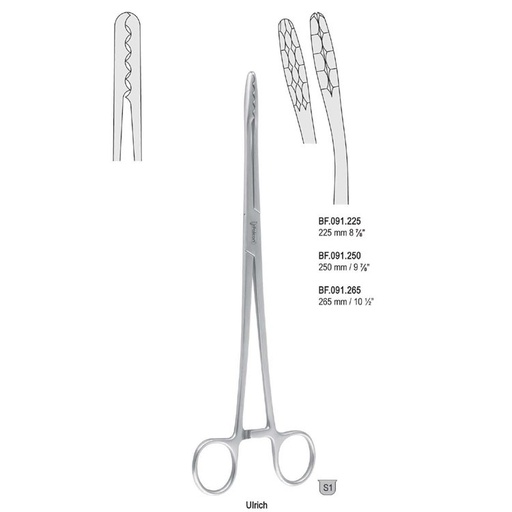 [BF.091.225] Forceps dressing Ulrich curved 225mm