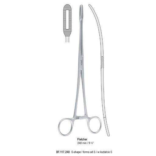 [BF.117.240] Forceps dressing Fletcher s-shape 240mm