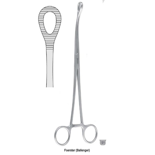 [BF.122.250] Forceps sponge Foerster (Ballenger) serrated straight 250mm