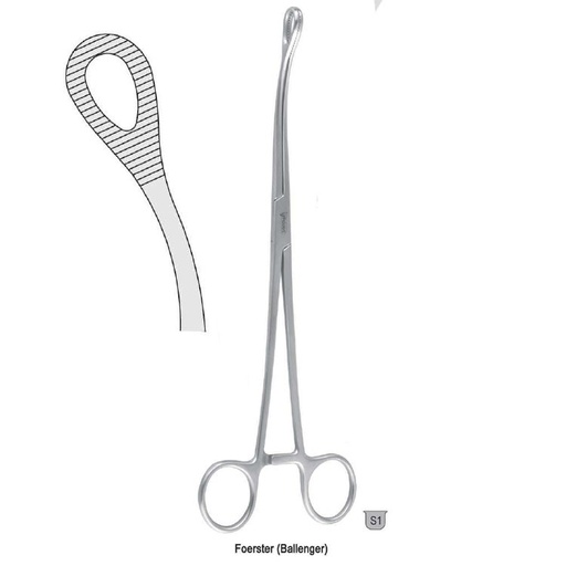 [BF.123.180] Forceps sponge Foerster (Ballenger) serrated curved 180mm