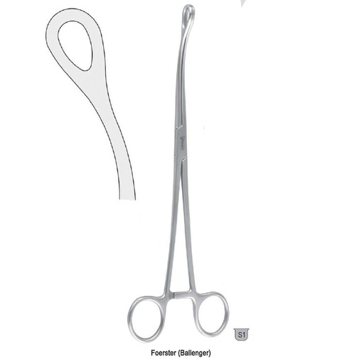 [BF.125.250] Forceps sponge Foerster (Ballenger) smooth curved 250mm
