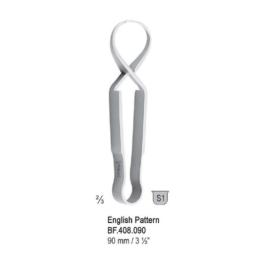 [BF.408.090] Forceps towel English Pattern 90mm