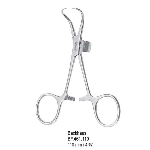 [BF.461.110] Forceps towel Backhaus with clip 110mm