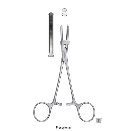 [BF.906.155] Clamp tubing Presbyterian serrated guarded 155mm