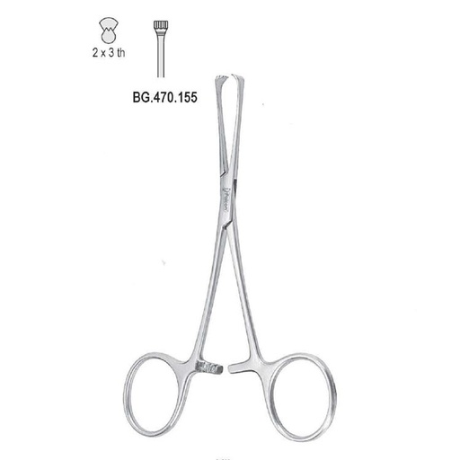 [BG.470.155] Forceps tissue Allis 2x3th 155mm