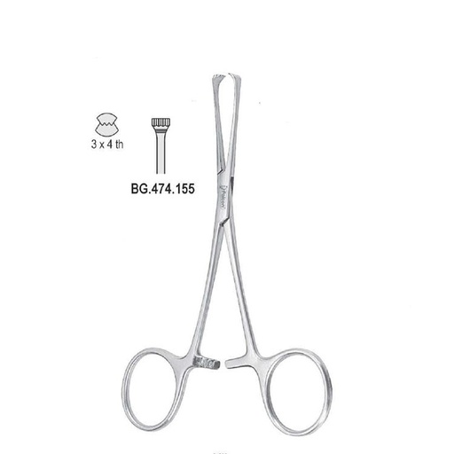 [BG.474.155] Forceps tissue Allis 3x4th 155mm
