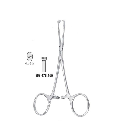 [BG.478.155] Forceps tissue Allis 4x5th 155mm