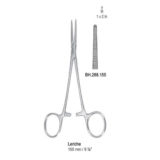 [BH.288.155] Forceps artery Leriche 1x2th straight 155mm