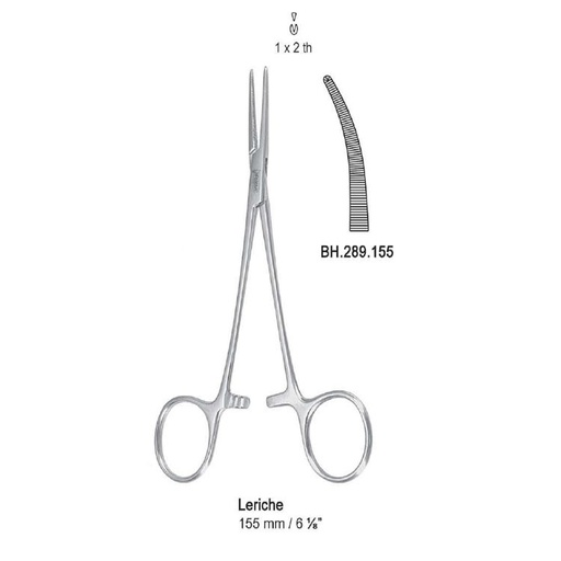 [BH.289.155] Forceps artery Leriche 1x2th curved 155mm