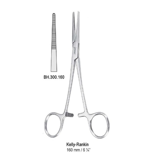 [BH.300.160] Forceps artery Kelly-Rankin straight 160mm