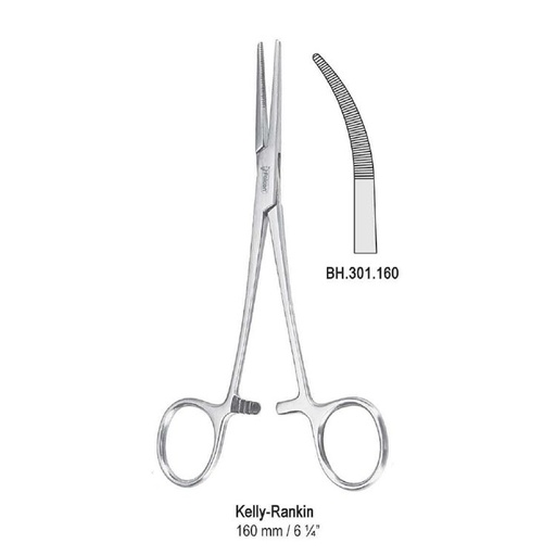 [BH.301.160] Forceps artery Kelly-Rankin curved 160mm