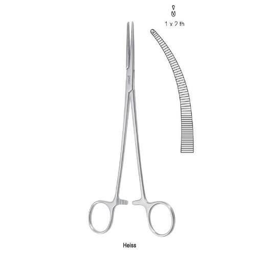 [BH.352.020] Forceps artery Heiss 1x2th less curved 205mm